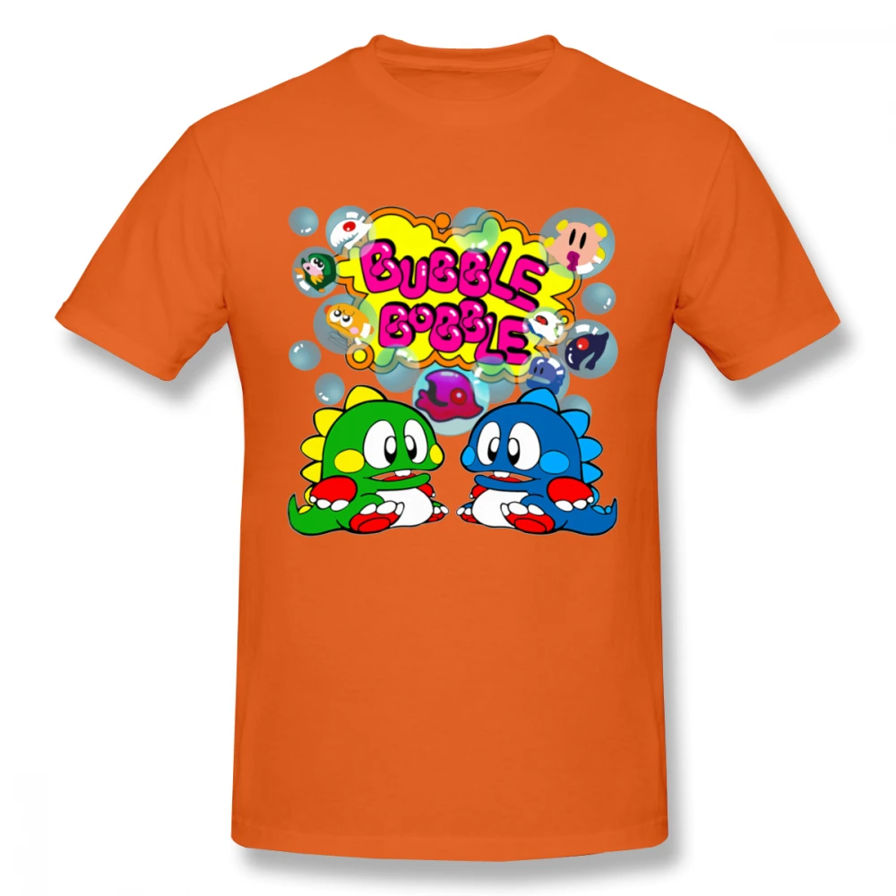 Bubble Bobble, Ретро стиль, FC, игровая консоль, футболка для мужчин, новинка, на заказ, Старая школьная игра, футболка из органического хлопка размера плюс, футболка, Camiseta - Цвет: Оранжевый