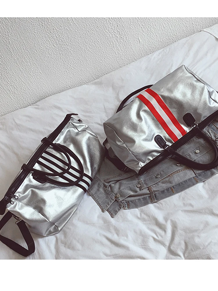 Кожаная Дорожная сумка для женщин и мужчин спортивная в полоску спортивные сумки