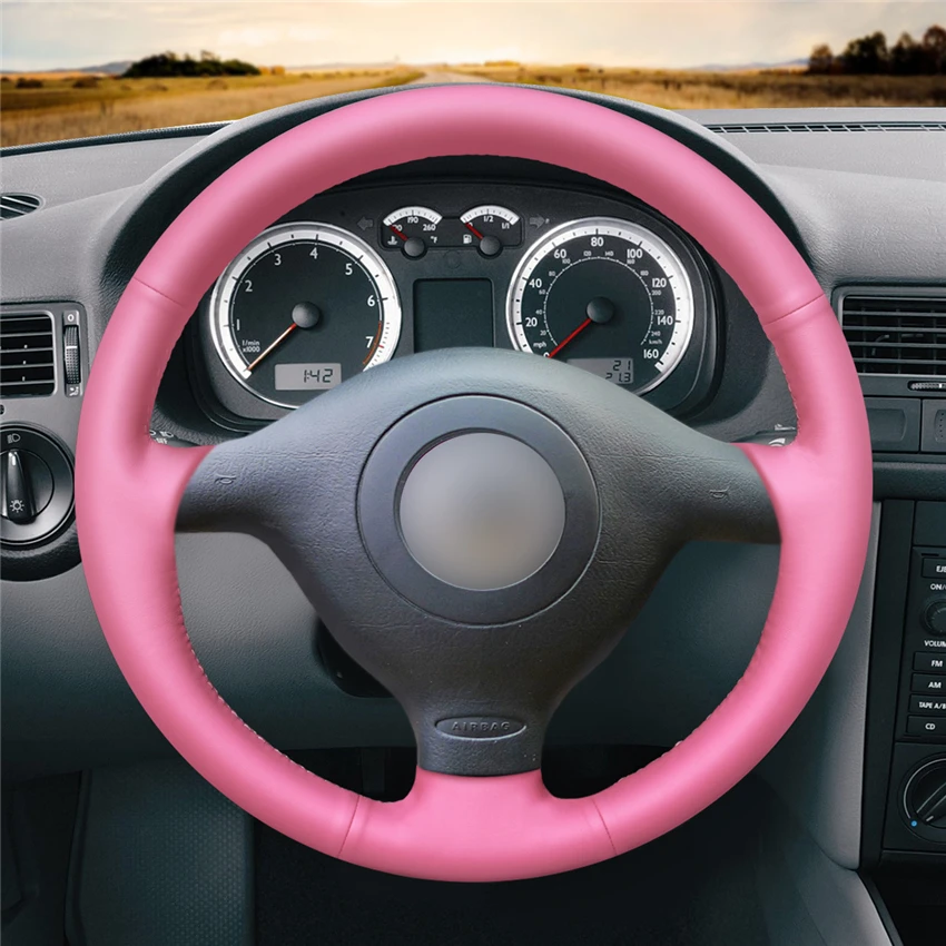 Розовый искусственный кожаный чехол руль для Volkswagen VW Golf 4 1998 2004 Passat B5 1996 2005 поло