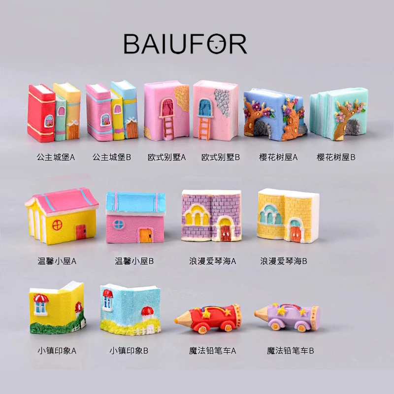 BAIUFOR искусственная смола мультяшный книжный дом Волшебная сказочная кабина