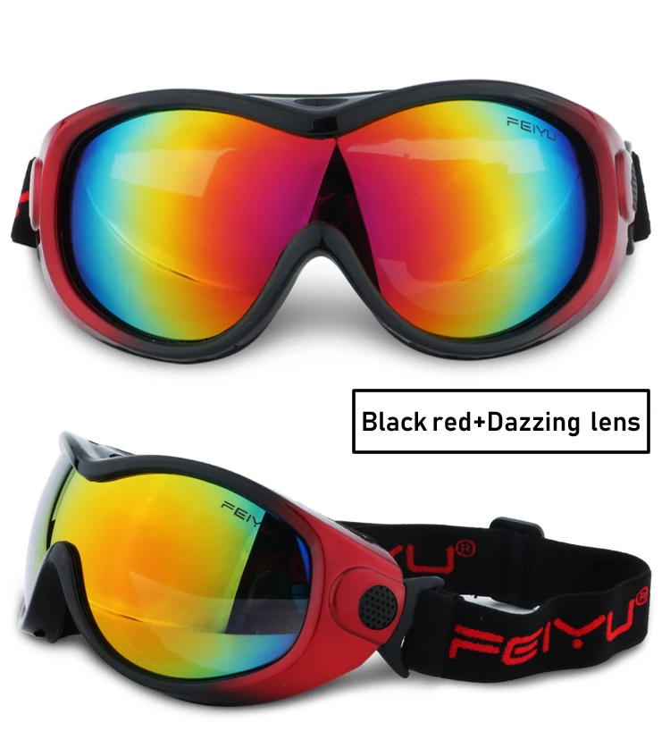 Black Red 2 Ветрозащитные зимние уличные спортивные очки с одной линзой, очки для взрослых и детей, лыжные очки, снежные очки UV400, снегоходы, 12 цветов - Цвет: Black Red 2