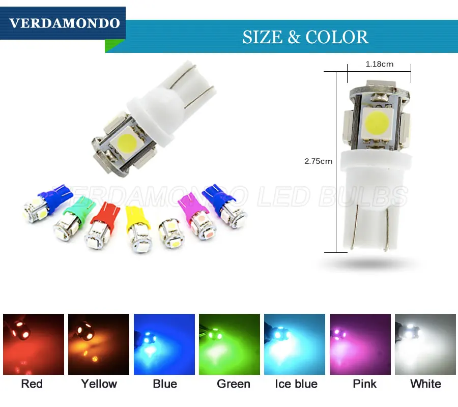 10X T10 W5W 194 168 автомобильный фонарь 5050 SMD Светодиодная парковочная лампа