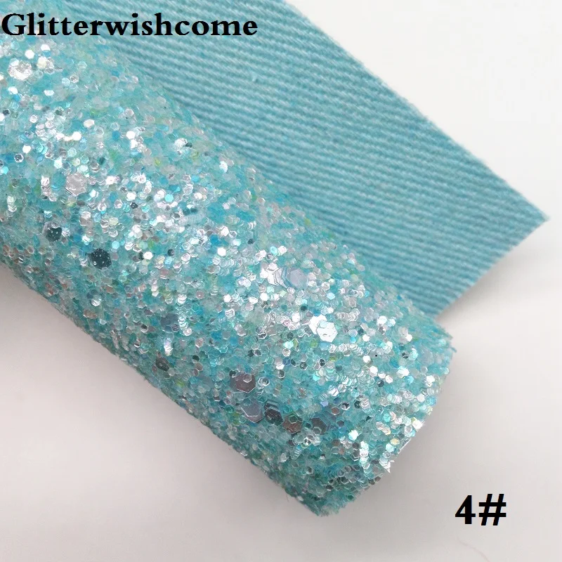 4 Glitterwishcome 21X29 см A4 Размер синтетическая кожа, соответствующий цвет подложки, толстый блеск кожа винил для луков, GM033A - Цвет: 4