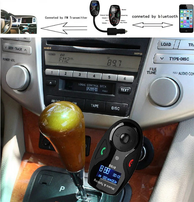 Громкой связи Bluetooth жк дисплей автомобиль комплект mp3 плеер беспроводная fm