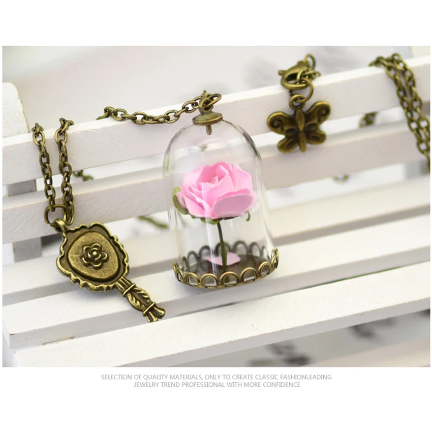 Meetcute Fee Shipping Новые стеклянные Чехлы сухое длинное ожерелье с цветком для женщин