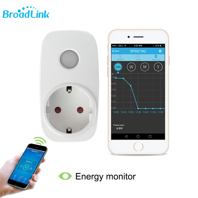 2 шт. Broadlink SP3S измеритель мощности розетка 16A Wi-Fi вилка с монитором энергии функция памяти таймер ЕС розетка совместимый с Alexa Google