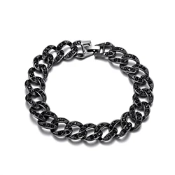 Black Color 13 мм кубинская цепь звено браслет для мужчин перо Форма сплав Iced Out золото/серебро/черный цвет для мужчин персонализированные хип хоп ювелирные изделия - Окраска металла: Black Color