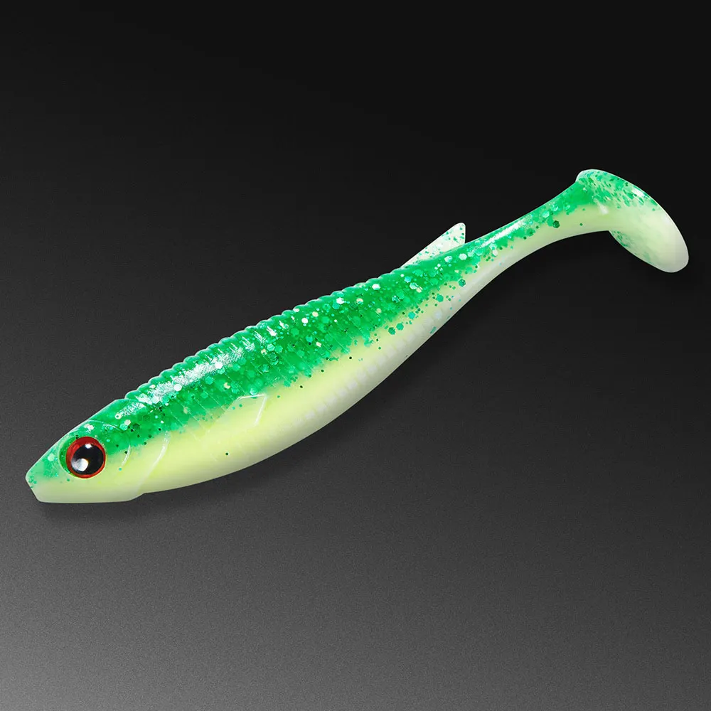 Green Yellow Piscifun, 4 шт./лот, мягкие приманки, 8 г, 10 см, приманка для рыбалки, имитация мягкой рыбы, Реалистичная, весло, хвост, плавательная приманка, Ароматизированная, Мягкая приманка - Цвет: Green Yellow