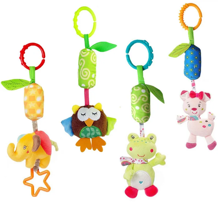 

Baby Infant Animal elephant rabbit owl frog Soft Rattles Bed Crib Stroller Music Hanging Bell kids Stuffed Toys