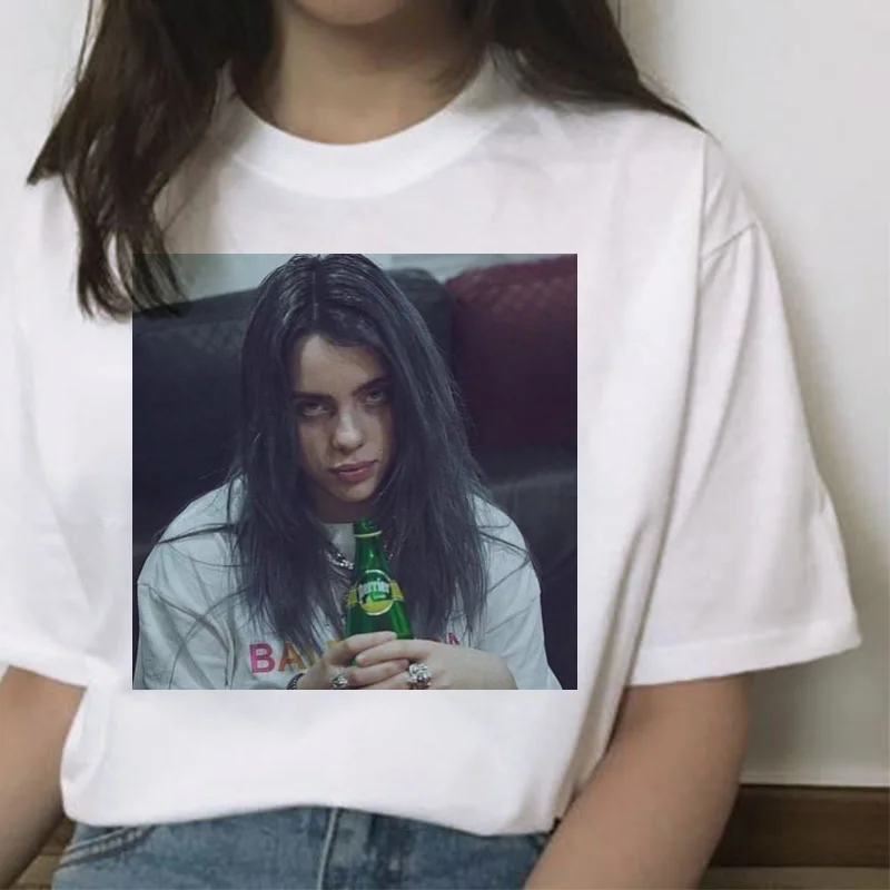 7237 Billie eilish Футболка женская хип-хоп топы Новая забавная модная футболка harajuku ulzzang 90s гранж уличная футболка Повседневная Женская - Цвет: 7237