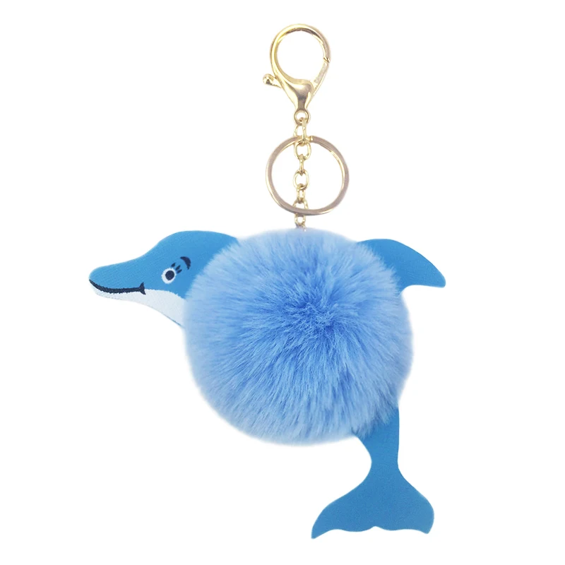 Брелок с помпоном новый брелок дельфином подвеска имитацией кроличьего меха