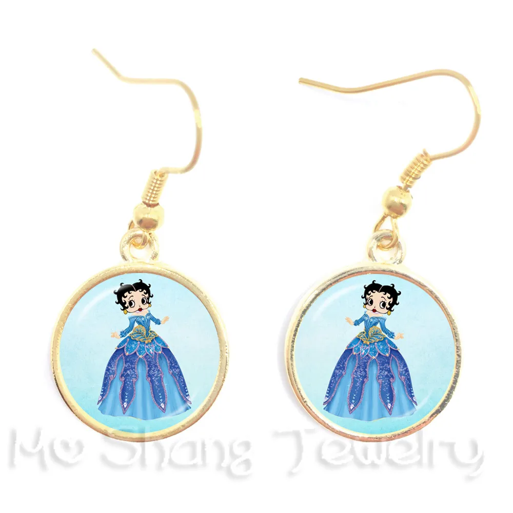 Новые модные серьги Betty Boop 16 мм стеклянные купольные женские ювелирные изделия