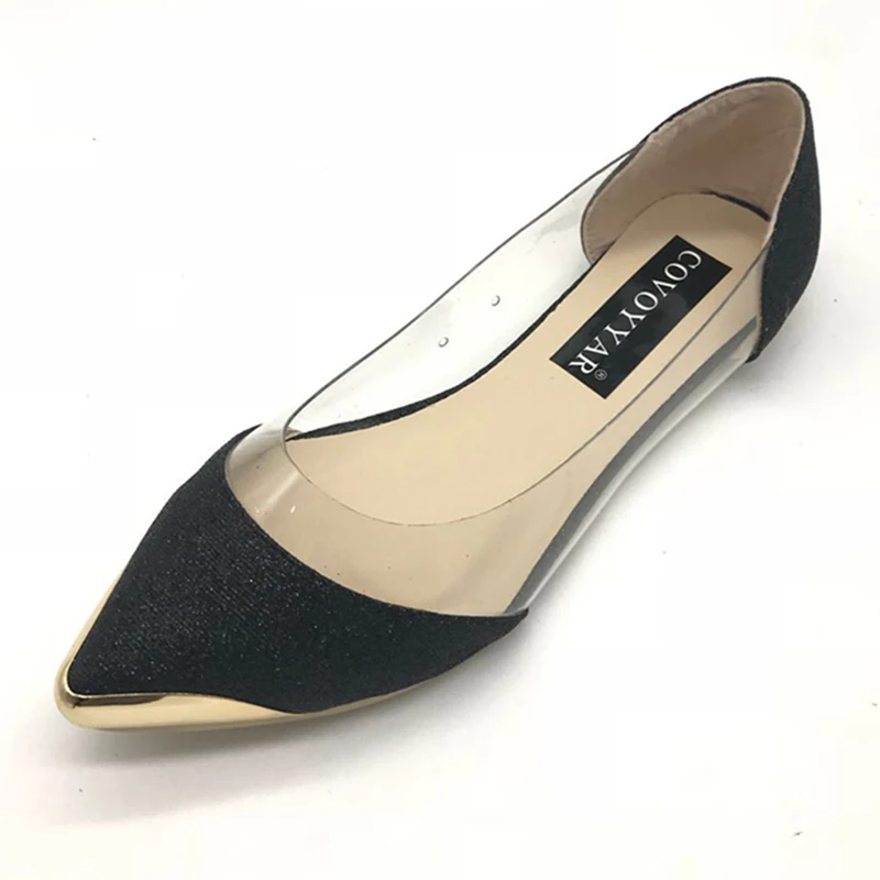 Женские туфли с острым носком COVOYYAR золотистые/Серебристые Туфли лоферы на