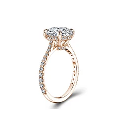 Rose Gold Plated LESF роскошные 925 пробы серебро 4ct Подушка огранка кольцо 4 зубец циркония обручение ювелирные изделия для женщин большой камень CZ обручальные кольца - Цвет основного камня: Rose Gold Plated