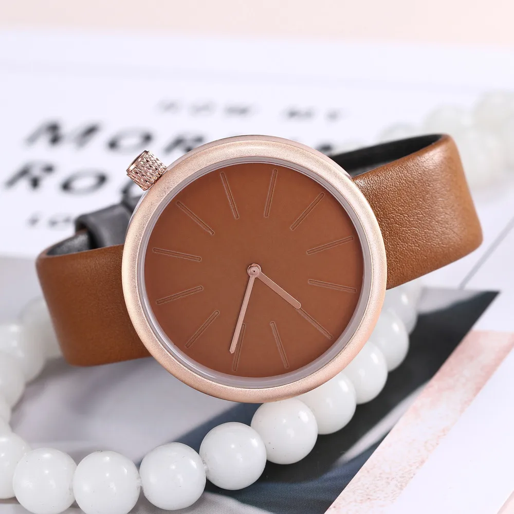 Часы женские кварцевые из кожи одноцветные | Наручные часы