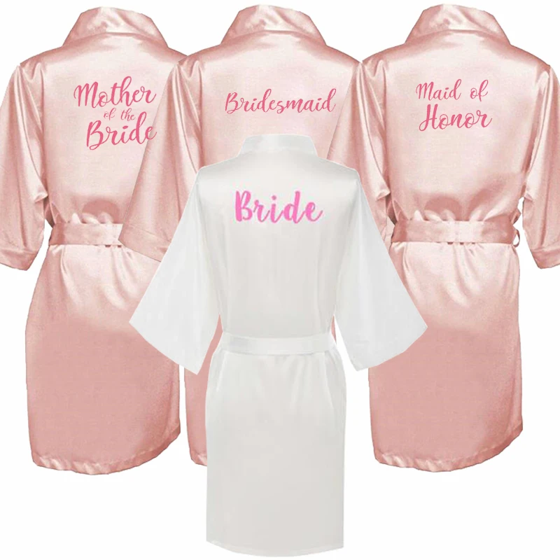 sexy pink robe bride kimono satin robe women Bathrobe wedding robe sister mother of the bride groom bridesmaid robes