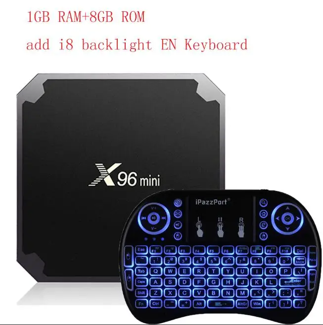 1G 8G i8 EN keyboard Android 7.1.2 X96 Мини ТВ приставка 2 ГБ 16 ГБ 1 ГБ 8 ГБ ТВ приставка Amlogic S905W четырехъядерный процессор поддержка 4K 2,4 ГГц WiFi X96mini Смарт ТВ приставка pk X96 - Цвет: 1G 8G i8 EN keyboard
