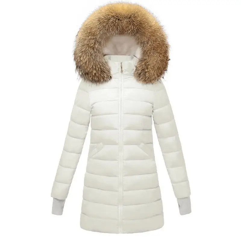 Парка женская с капюшоном из натурального меха 18 см новинка 2019 зимние куртки