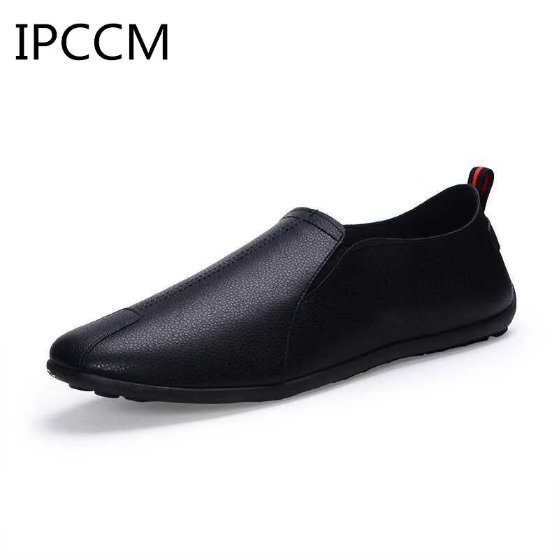 2019 New Solid Color Men's Feet Bean Beans Round Head Flat With Casual Waterproof Soft Bottom | Обувь