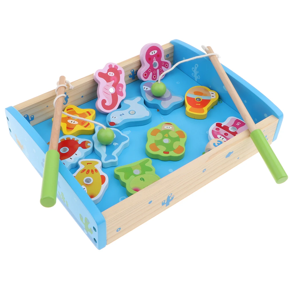 Детские развивающие игрушки деревянные магнитные числа рыболовная игра хорошие