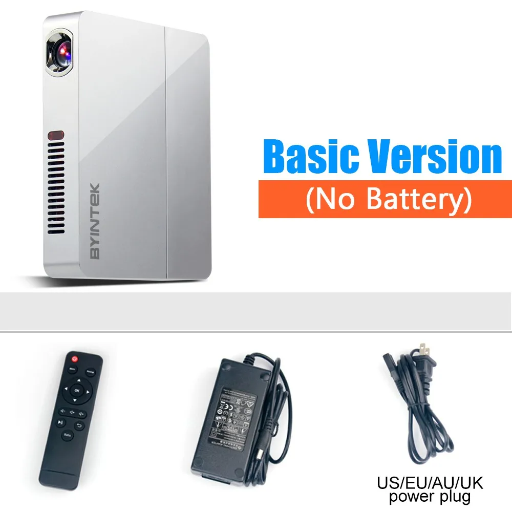 Basic Version BYINTEK UFO R9 умный Android wifi видео микро Портативный DLP Мини светодиодный 3D проектор для Full HD 1080P домашний кинотеатр Бизнес Офис - Цвет: Basic Version