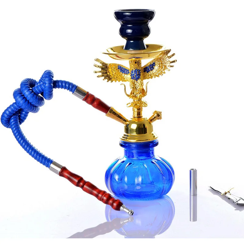 Blue Hookah Shisha Новые роскошные кальяна, кальян комплекты 5 видов цветов кальян шланг кальяна чаша Чичи Narguile Sheesha воды для аксессуаров - Цвет: Blue Hookah Shisha