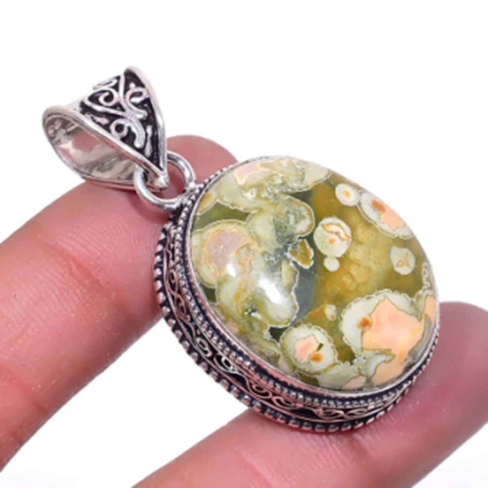 

Ocean Jaspers Pendant Silver Overlay over Copper, USA Size 45mm , P6404