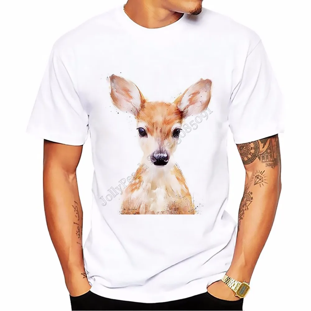 Мужская футболка с принтом оленя Повседневная Удобная коротким рукавом лето