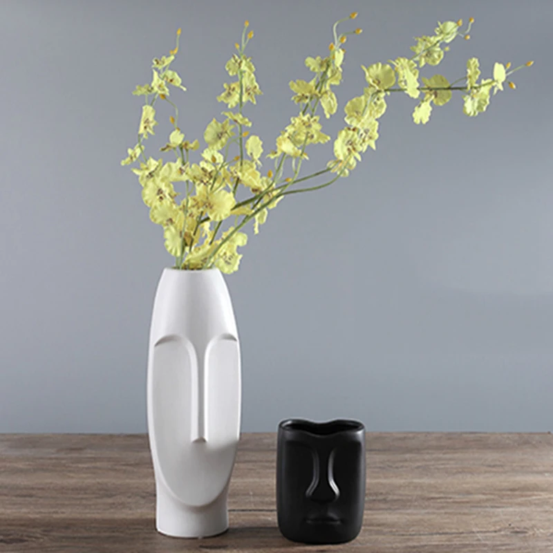 Скандинавская керамическая белая черная ваза современные декоративные вазы с