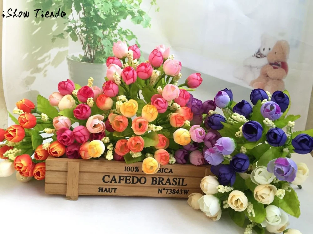 Свадебное украшение с 15 головками Искусственный Розовый Шелковый искусственный