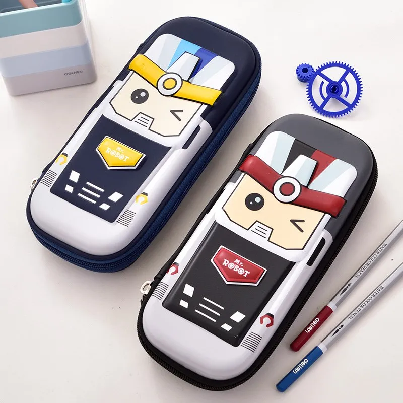 

Deli Pencil Bag Boys Large Capacity Multi-functional School Students Pencil Box Robot Cute Boys Simple Big Pencil Case For Boys