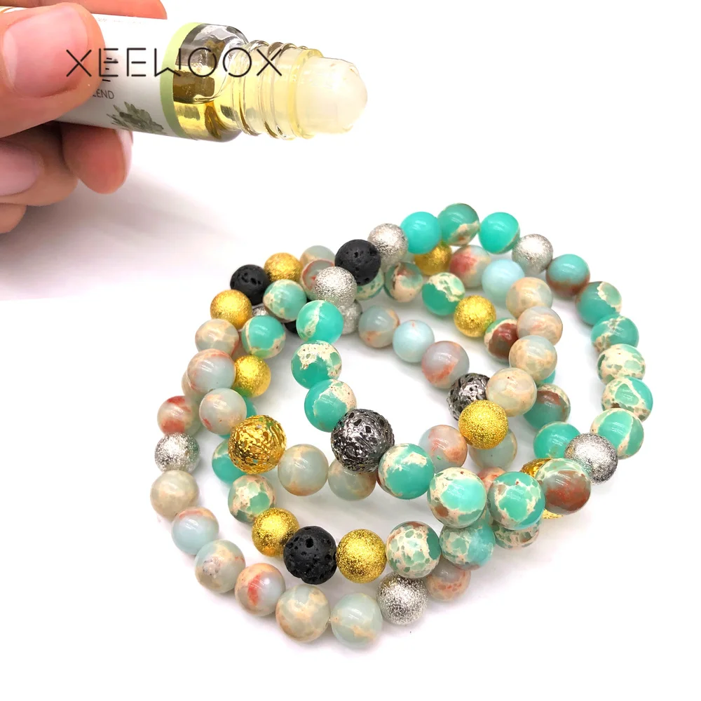 Colorful Couple Yoga Lava Essential Oils Diffuser Bead Bracelet For Woman Man Girl Natural Stone XEEWOOX Boho Bohemia Gift | Украшения и