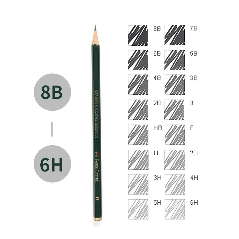 Карандаши для рисования Faber Castell 16 шт. 8B 7B 6B 5B 4B 3B 2B B HB F H 2H 3H 4H 5H 6H стандартные