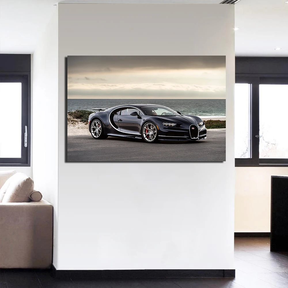 Bugatti Chiron плакат с суперкаром настенная Художественная Картина на холсте для