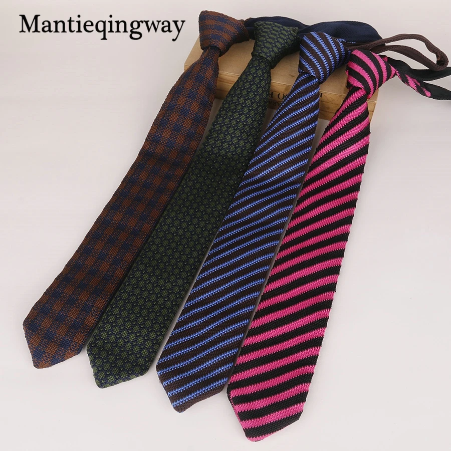 Mantieqingway 6 см Модный обтягивающий мужской вязаный галстук классический полосатый вязаный галстук мужские повседневные деловые галстуки для мужчин свадебные