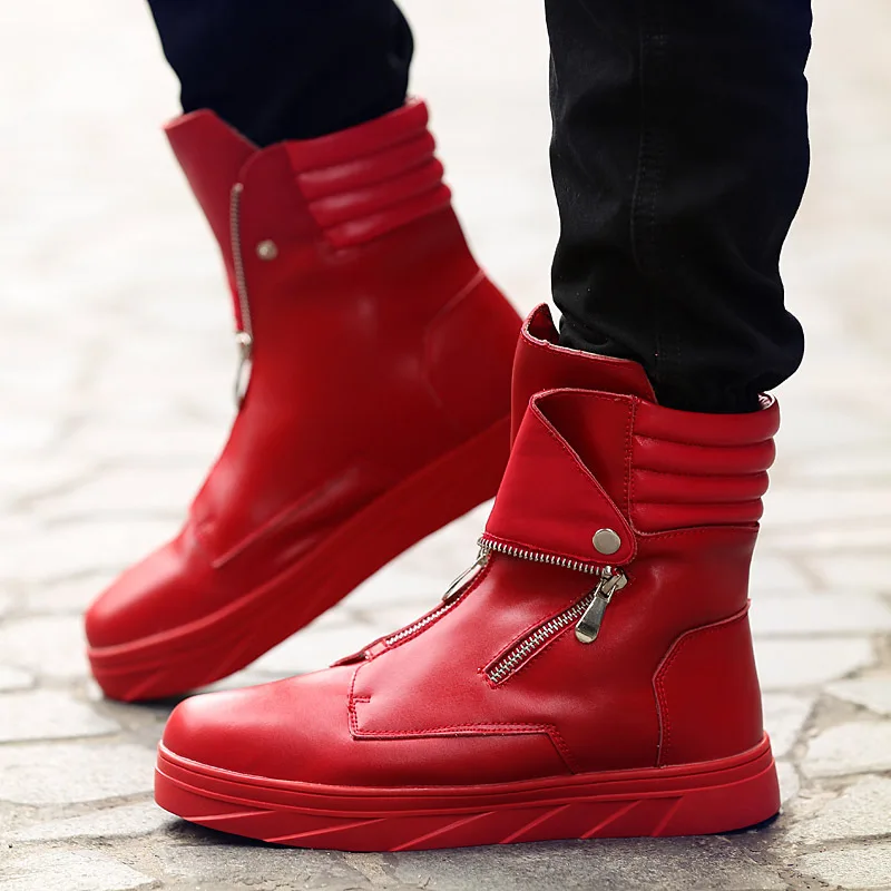 Модные Мужские Танцевальные ботинки на молнии высокие кроссовки в стиле хип хоп