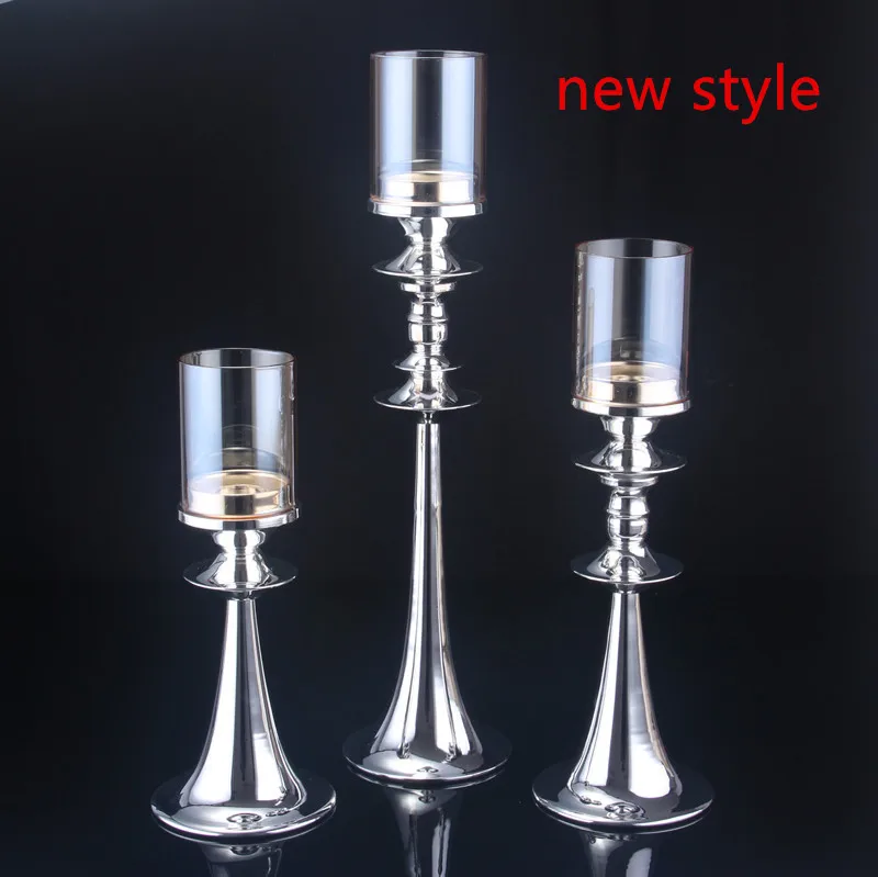 Мода 4367 г. металлический подсвечник с серебряным покрытием стекло крышка дома