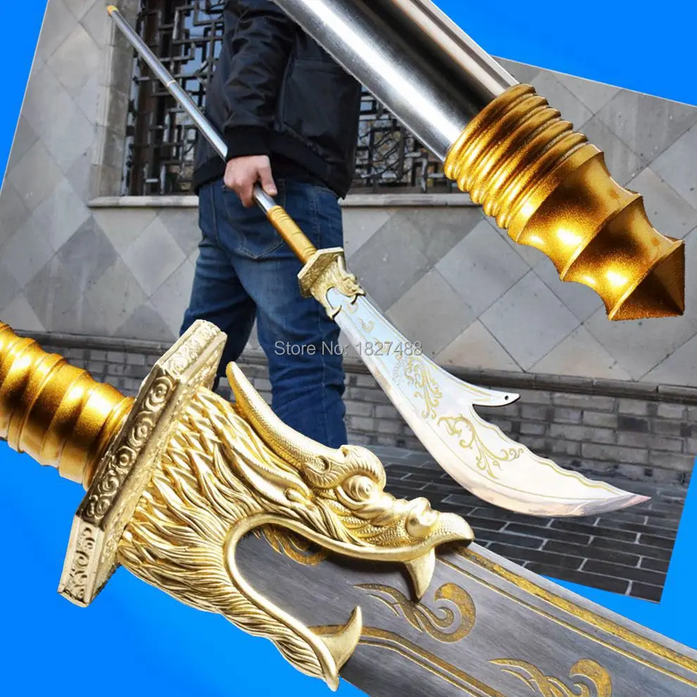 Длинная стальная ручка Китайский Меч сабель Wushu из искусственной кожи|Мечи| |