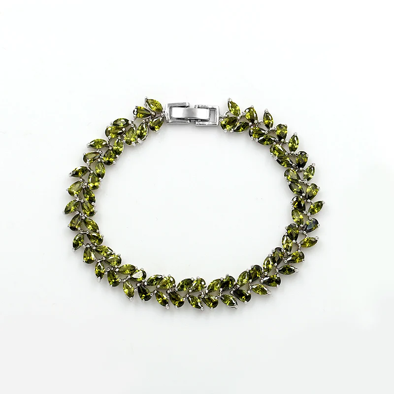 SILVER - GREEN WEIMANJINGDIAN Ассорти Цвета кубического циркония фианит, циркон, кристалл теннис Браслеты для леди; Цвета: серебристый/розовое золото Цвет покрытие - Окраска металла: SILVER - GREEN