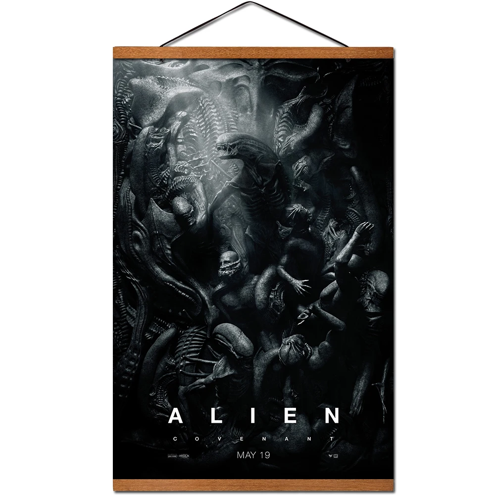 Alien Covenant Hanging Poster Scroll Canvas Painting With Teak Wood Wall Art Pictures | Дом и сад