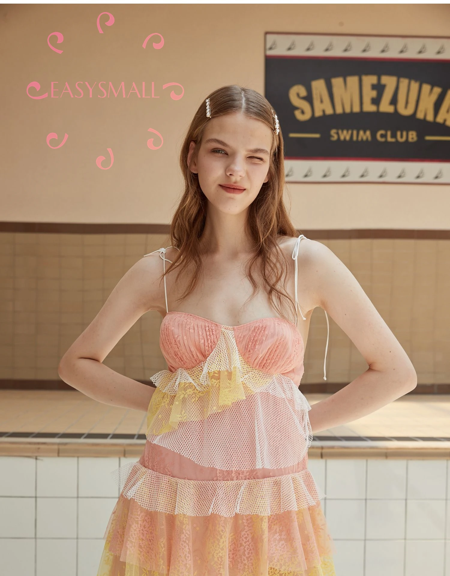 EASYSMALL For love lemons женское платье, летнее пляжное сексуальное платье с открытой спиной, высококачественное цветочное кружевное платье с оборками и высокой талией, платья без рукавов