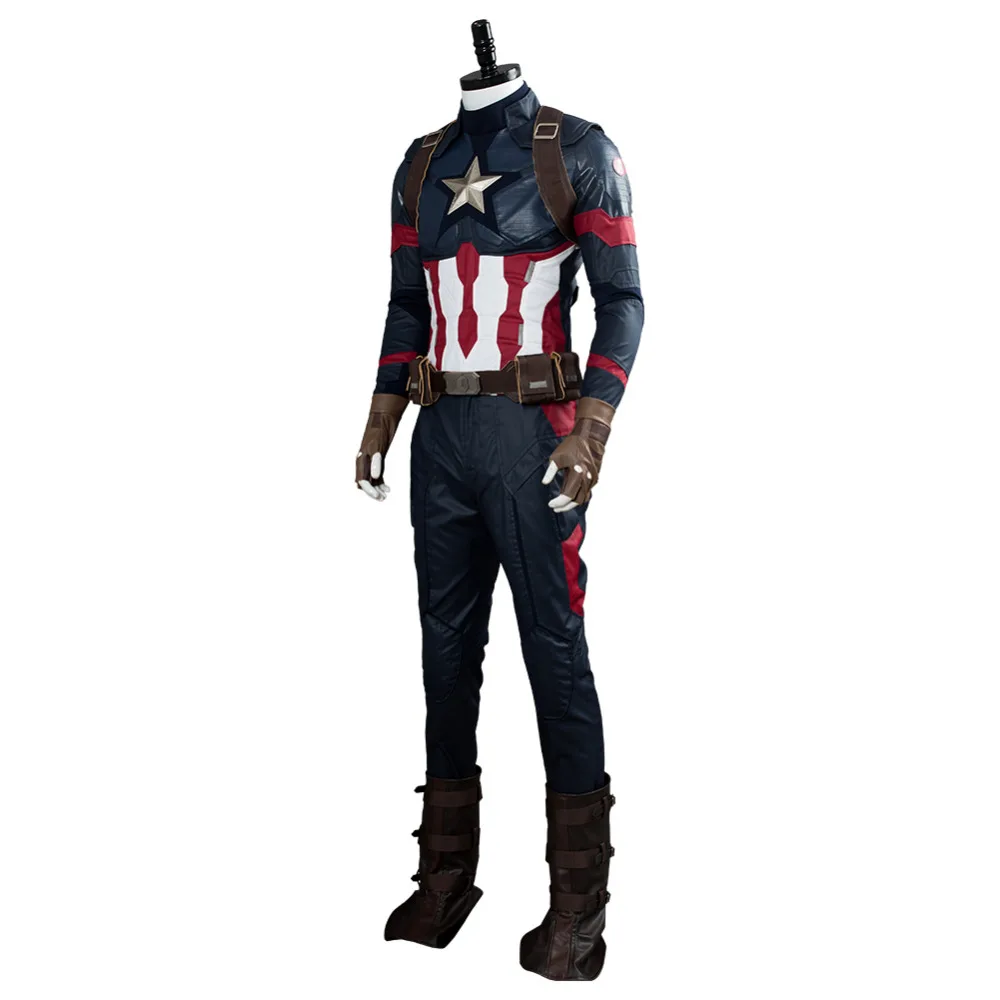 Мстители 4: Endgame Капитан Америка Косплей Костюм Steven Rogers Маскировочная форма Хэллоуин взрослых мужчин полный набор на заказ