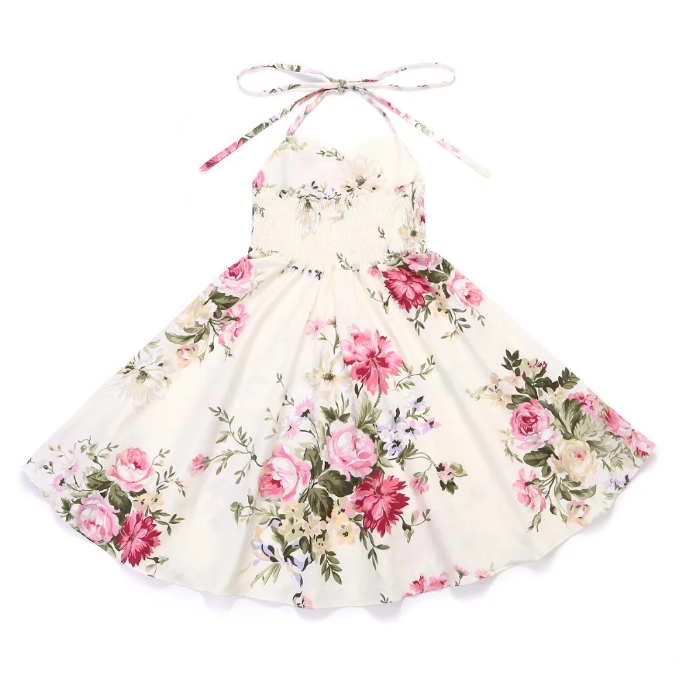 Flofallzique Flower Girl Dress Vintage Rose Floral Summer Princess Wedding Christmas Party Kids Children Clothes Size 1-8Y | Детская