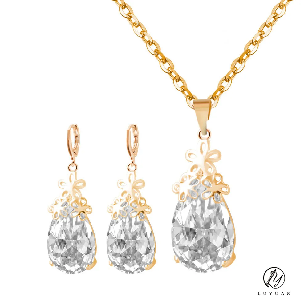 Мода австрийский Ювелирные комплекты с кристаллами модные грушевидной огранки