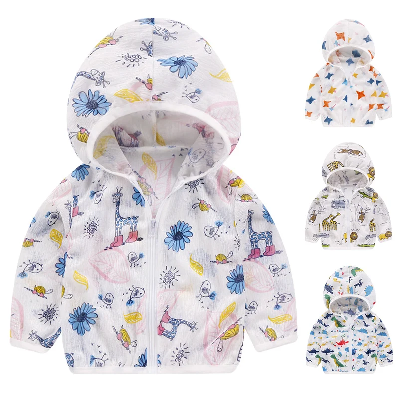 Детская одежда для защиты от солнца пальто унисекс с милым мультяшным принтом