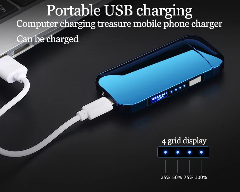 Двухдуговая Зажигалка для сигар сенсорная ветрозащитная плазменная Thunder USB