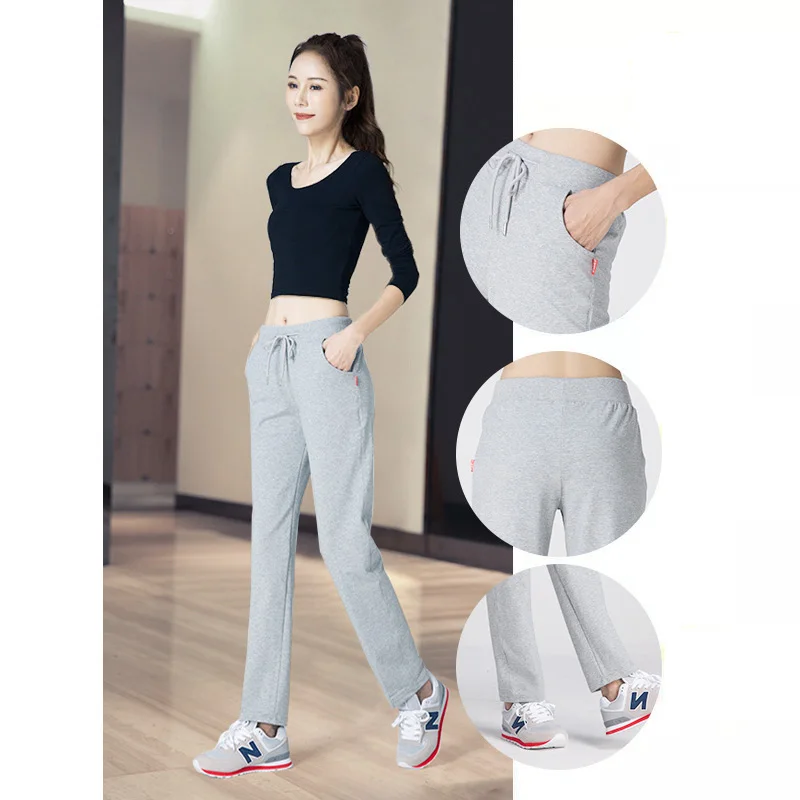 

women summer trousers running Motion pants straight Beam foot trousers Summer 2019 style plus-size Thin section knit pants