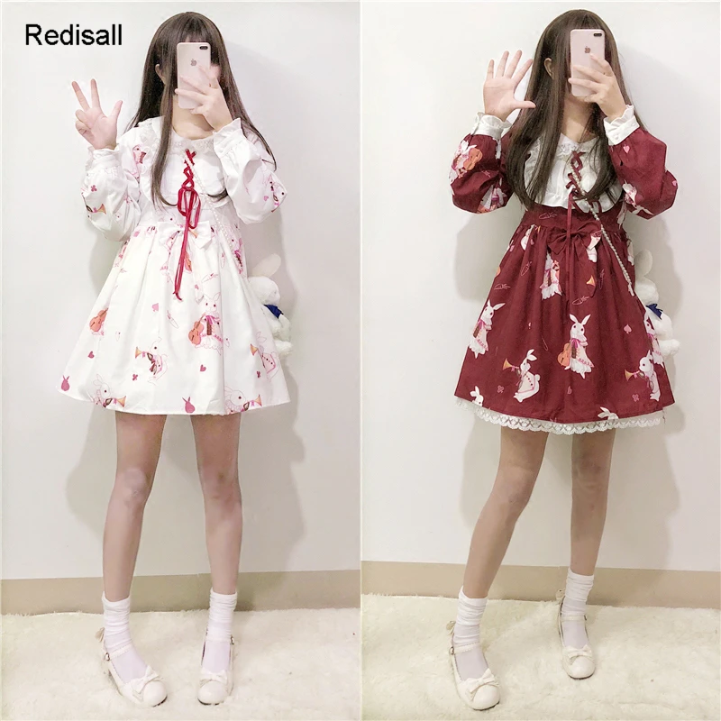 Платье в стиле &quotЛолита&quot с высокой талией милое платье круглым вырезом и