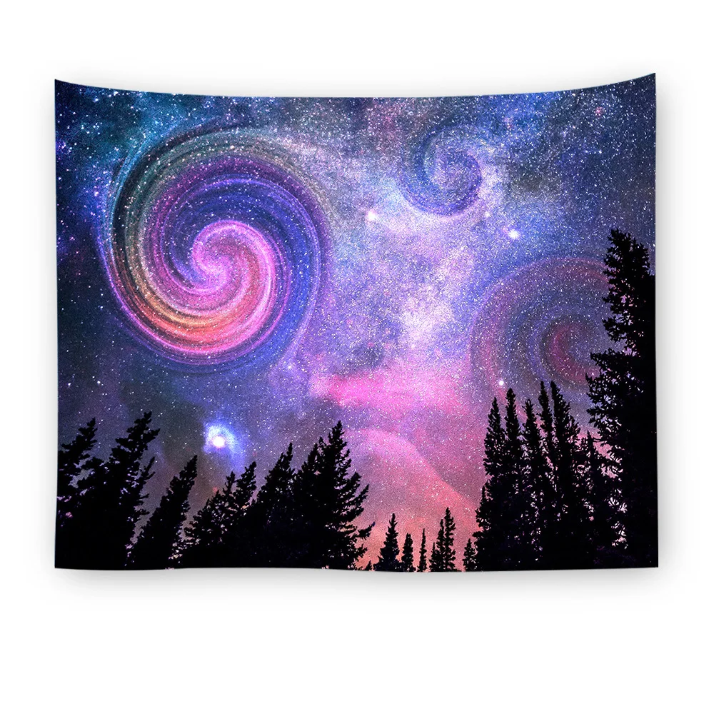 Forest Starry Sky Hanging Wall Tapestry Polyester Fresh Bedspread Outdoor Floor Cover Tablecloth Tree Star Bath Towel TAP235