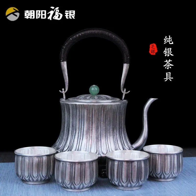 Чистое серебро изысканны teteapot чайники чайная чашка китайский чайный набор